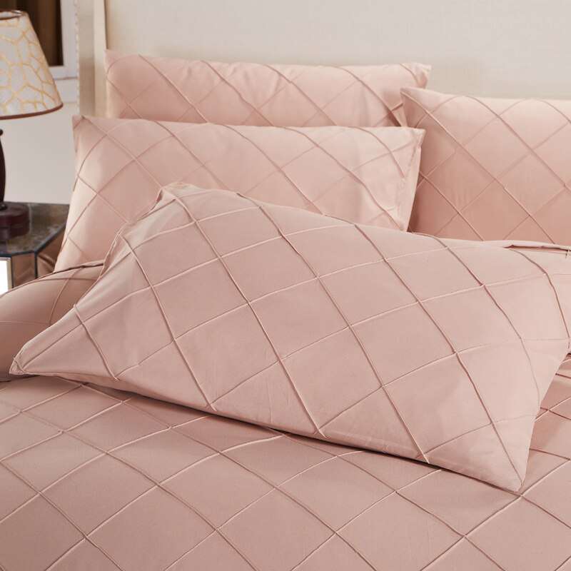 Exotic Embellish Cross Pleated Duvet Set - Peach