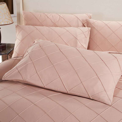Exotic Embellish Cross Pleated Duvet Set - Peach