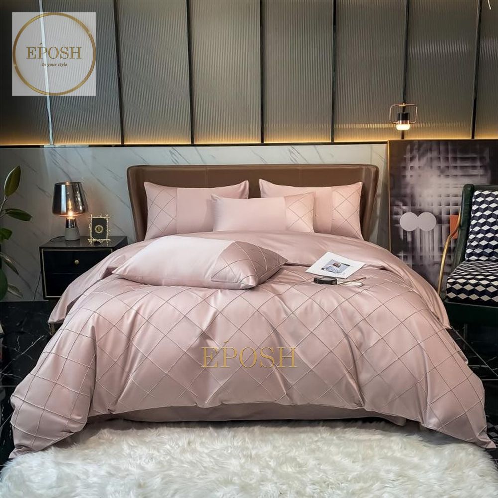 Luxury Satin Cross Pleated Duvet Cover Set-Beige