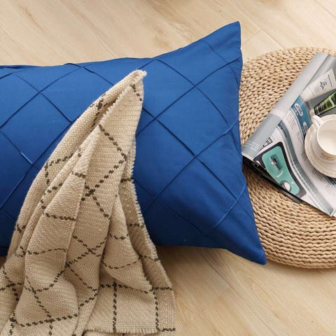 Exotic Embellish Cross Pleated Duvet Set - Royal Blue