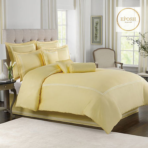 Yellow Duvet Set With White Double Baratta Stitch