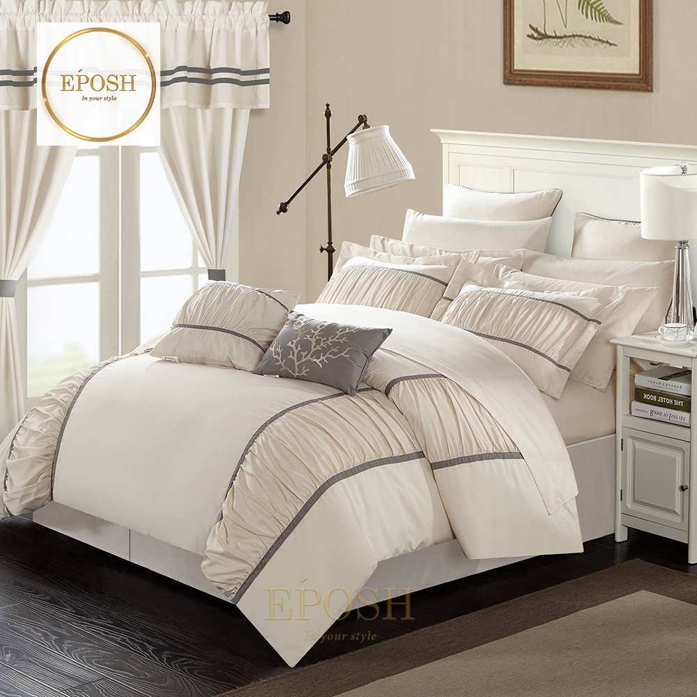 Luxury Embellish Ruffled Comforter Set - Cream