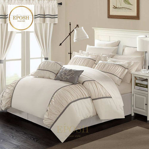 Luxury Embellish Ruffled Comforter Set - Cream