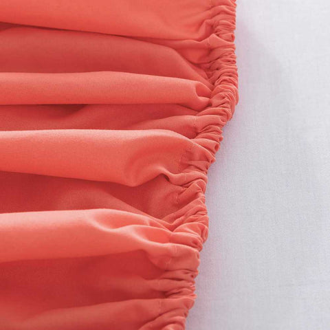 Rich Cotton Fitted Sheet with Pillow covers - Coral