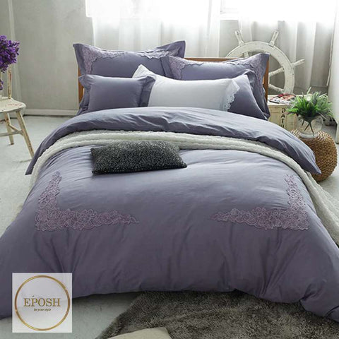 Embroidered Duvet 8 Pieces - Smoke Purple