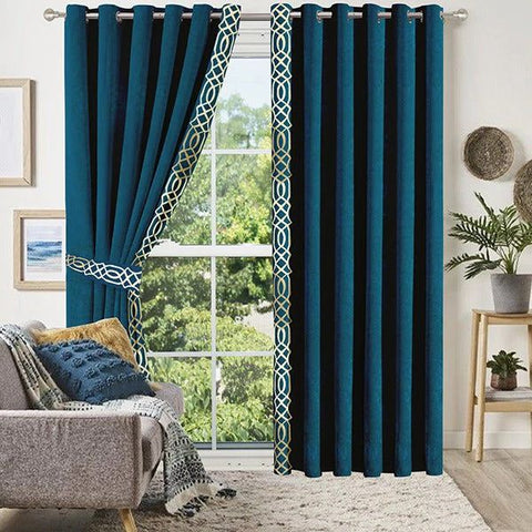 2 Pieces Crocodile Premium splendid velvet curtain Panels & 2 Belts-Zinc