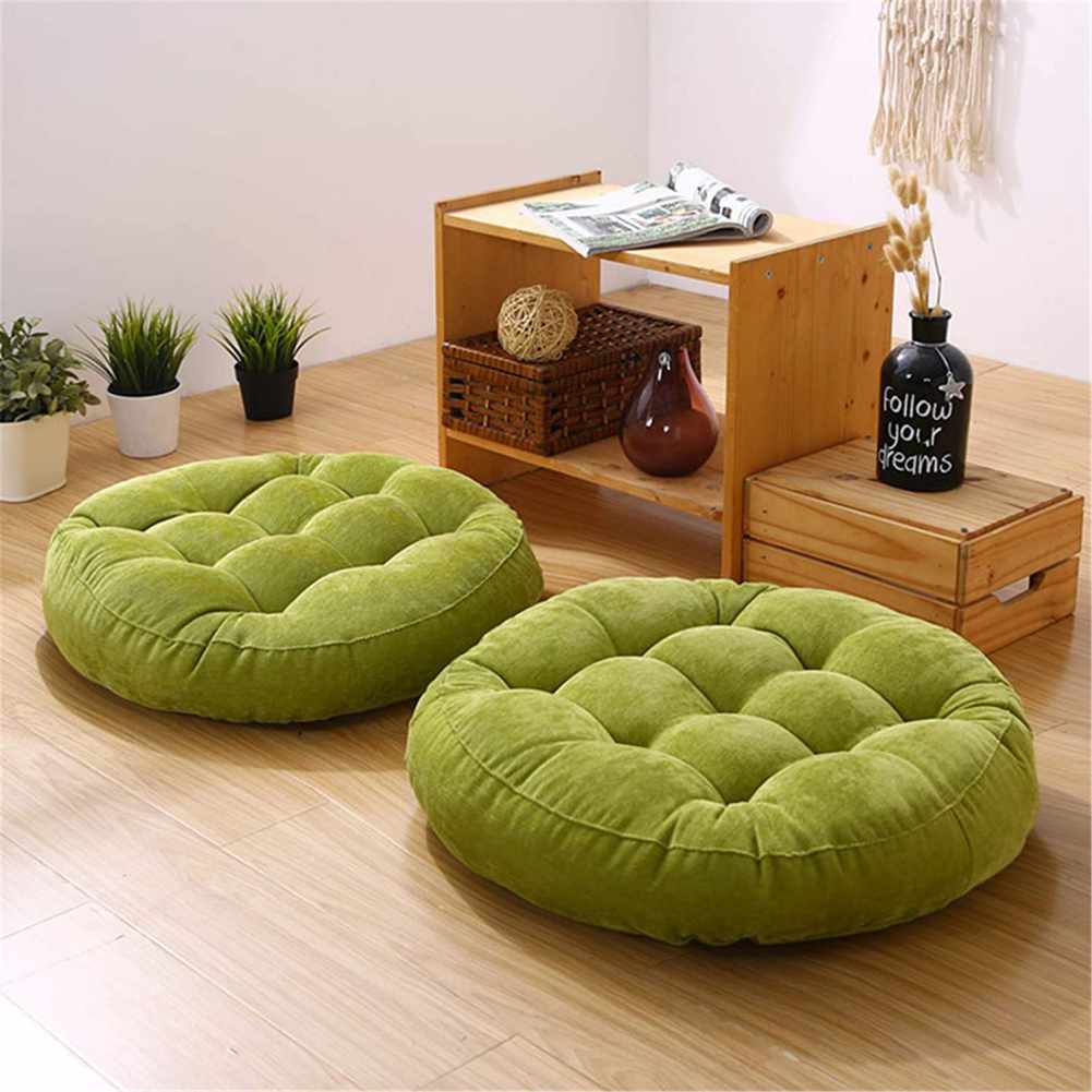 Pack of 2 Round Shape Floor Cushions - Green