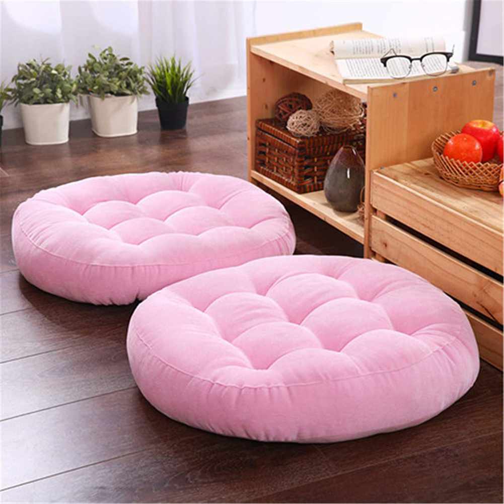 Pack of 2 Round Shape Floor Cushions - Baby Pink