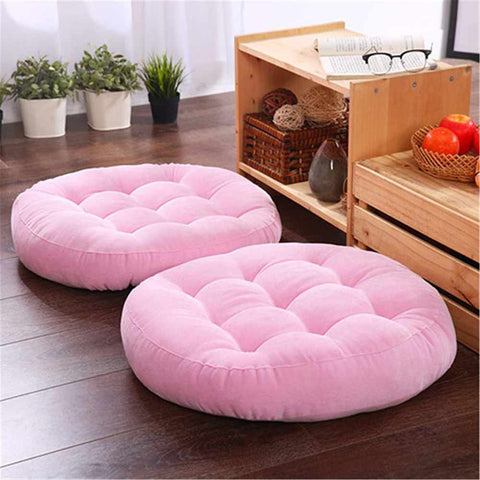 Pack of 2 Round Shape Floor Cushions - Baby Pink