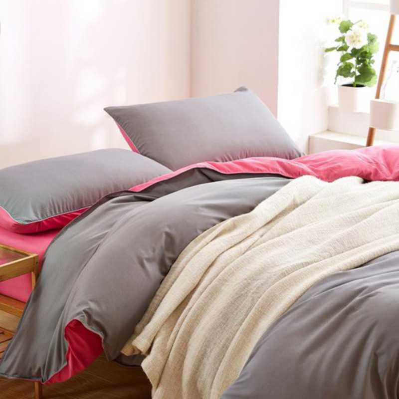Luxury Reversible Grey And Pink Duvet Set