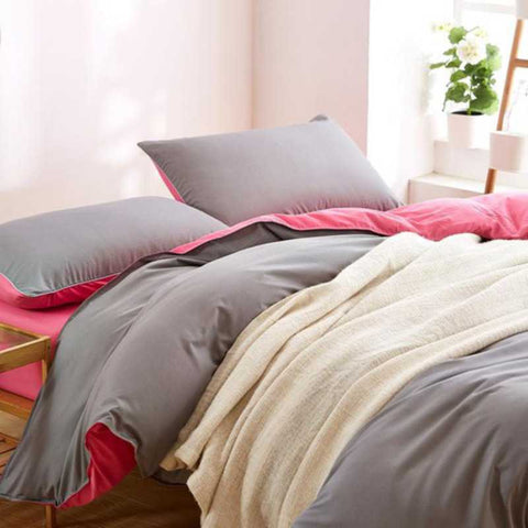 Luxury Reversible Grey And Pink Duvet Set