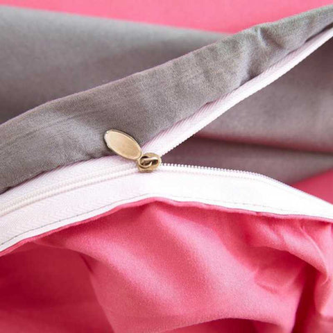 Luxury Reversible Grey And Pink Duvet Set
