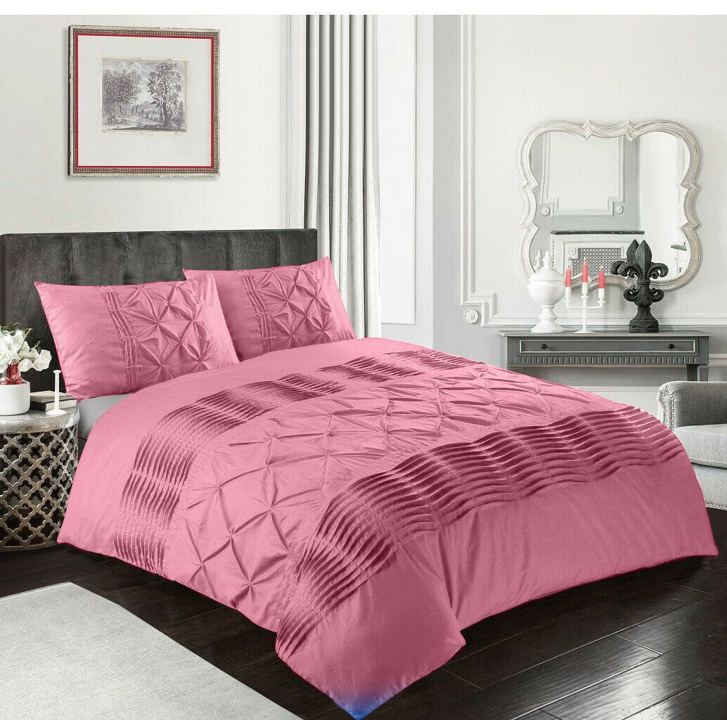 Luxury Twist Pleats and Pintuck Duvet 8 Pieces - Pink
