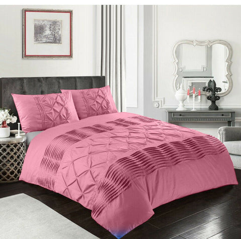 Luxury Twist Pleats and Pintuck Duvet 8 Pieces - Pink