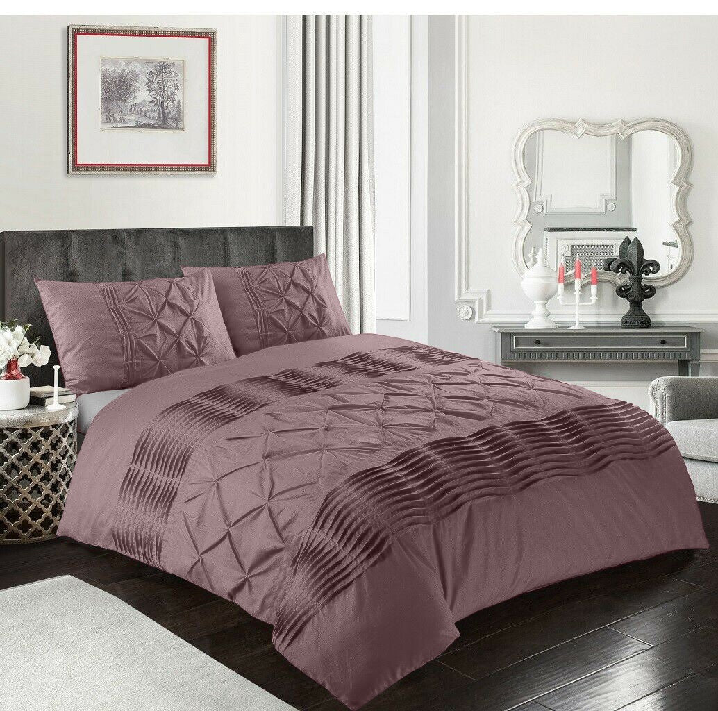 Luxury Twist Pleats and Pintuck Duvet 8 Pieces - Mauve