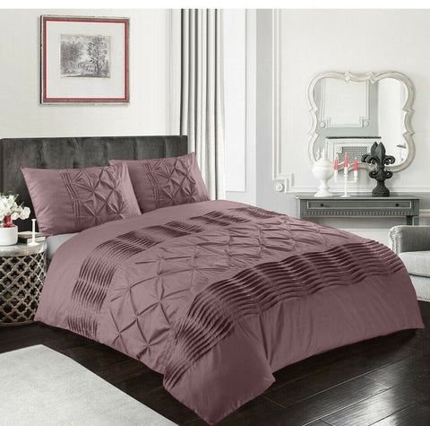 Luxury Twist Pleats and Pintuck Duvet 8 Pieces - Mauve