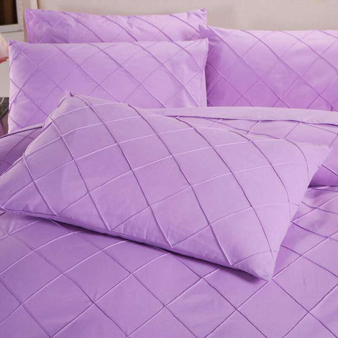 Exotic Embellish Cross Pleated Duvet Set - Bright Purple