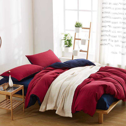Luxury Reversible Maroon And Blue Duvet Set