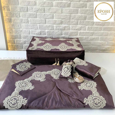 Islamic Prayer Mat set - Chocolate Brown