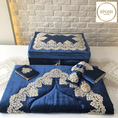 Islamic Prayer Mat set - Royal Blue