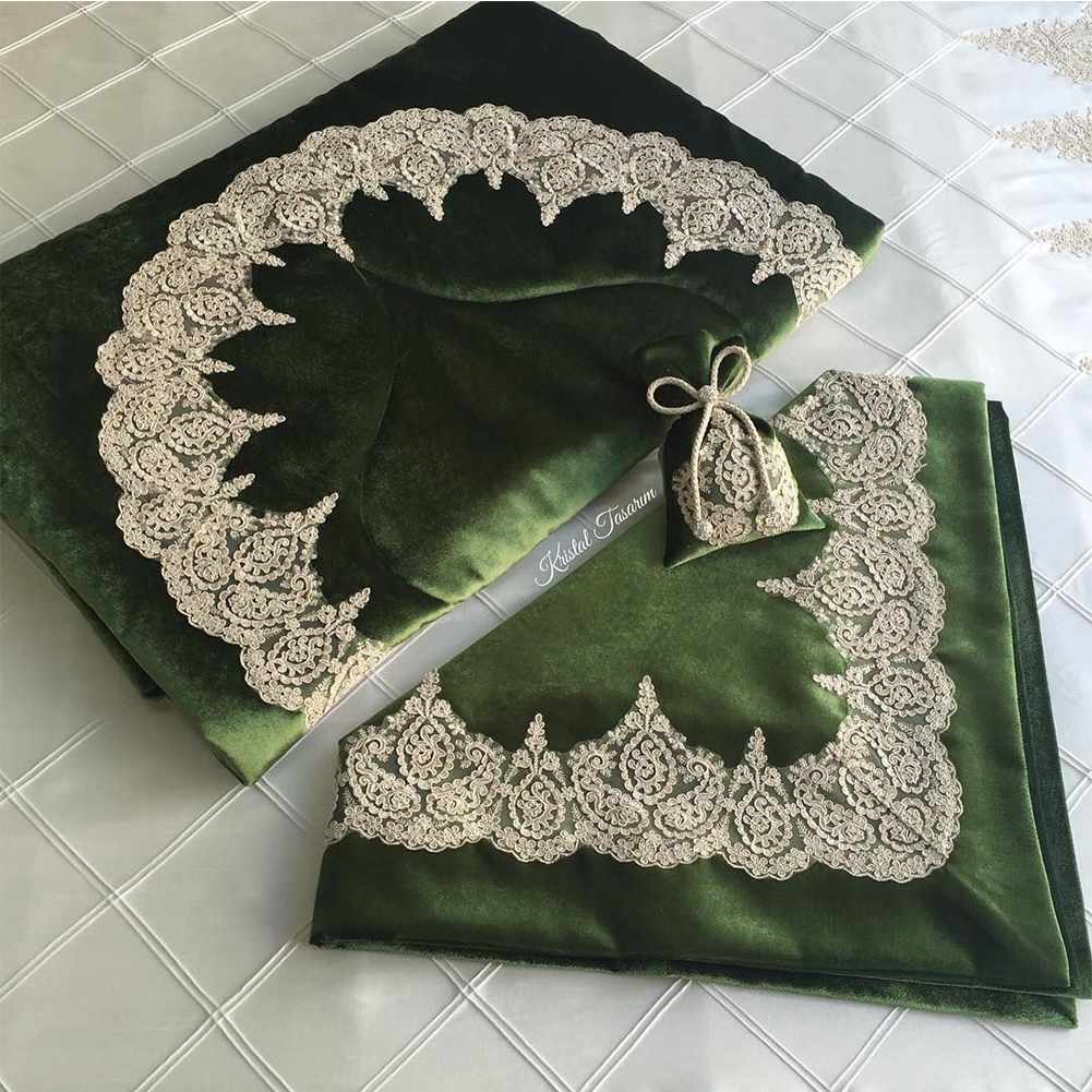 Islamic Prayer Mat set - Green 3