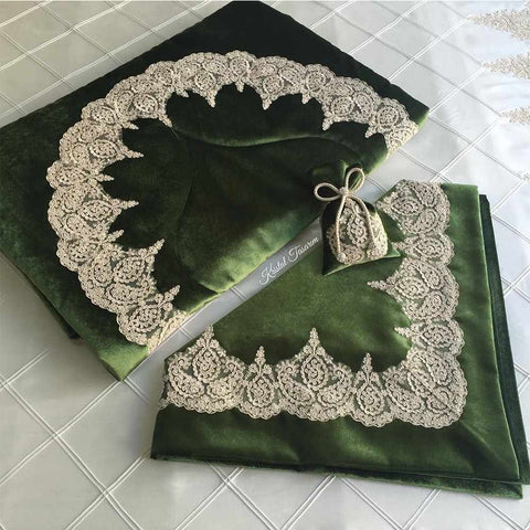 Islamic Prayer Mat set - Green 3