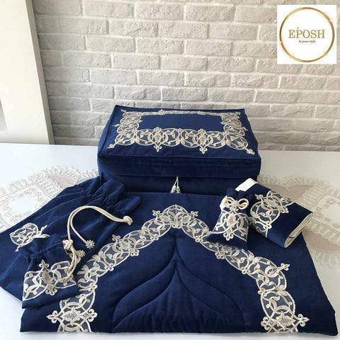 Islamic Prayer Mat set - Navy Blue