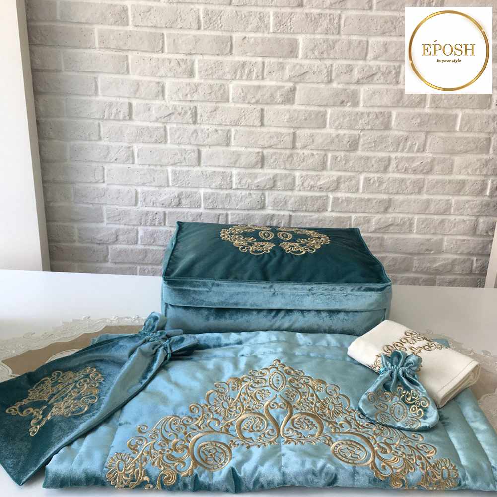 Islamic Prayer Mat set - Aqua blue