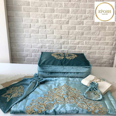 Islamic Prayer Mat set - Aqua blue