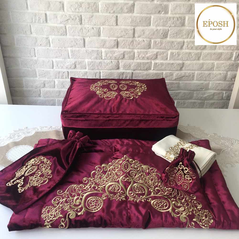 Islamic Prayer Mat set - Maroon 2