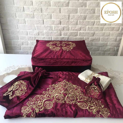 Islamic Prayer Mat set - Maroon 2