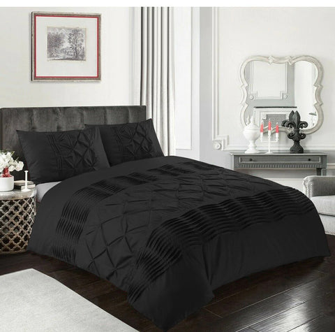 Luxury Twist Pleats and Pintuck Duvet 8 Pieces - Black