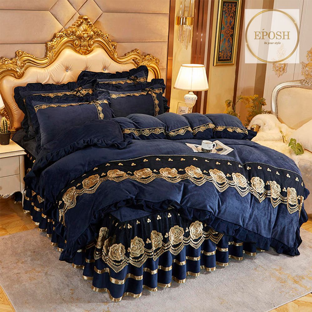 Luxury Velvet Duvet Navy-King