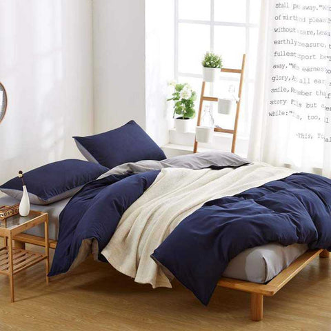 Luxury Reversible Blue And Grey Duvet Set