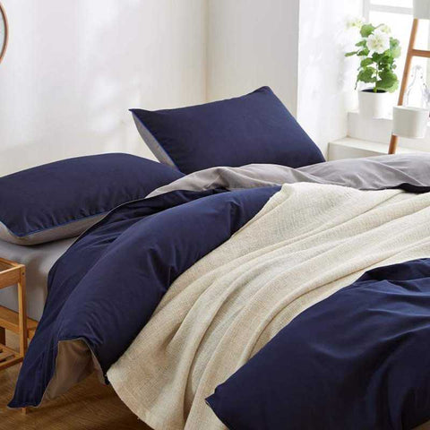 Luxury Reversible Blue And Grey Duvet Set