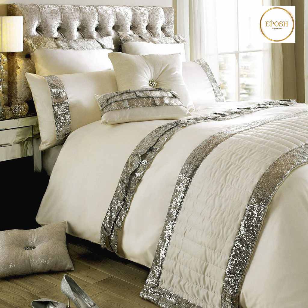 Elegant Look Cream Bridal Quilt Set  - 12 Pieces Set with Free Quilt Filling