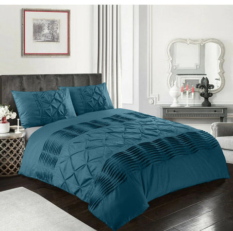 Luxury Twist Pleats and Pintuck Duvet 8 Pieces - Zinc
