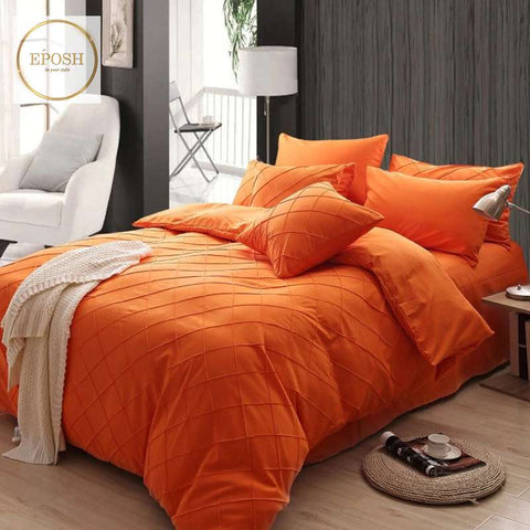 Exotic Embellish Cross Pleated Duvet Set - Orange