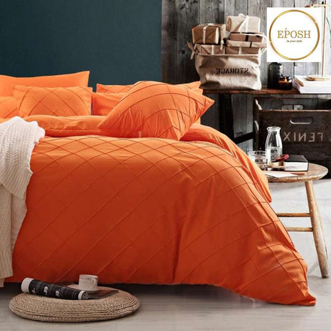 Exotic Embellish Cross Pleated Duvet Set - Orange