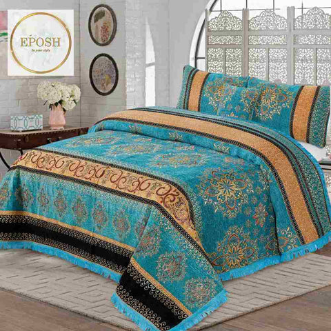 Fancy bridal Velvet Bed Sheet Set 4 Pcs - EP580