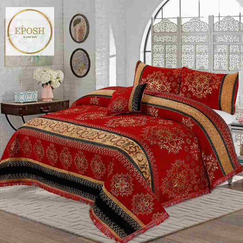 Fancy bridal  Velvet Bed Sheet Set 4 Pcs - EP579