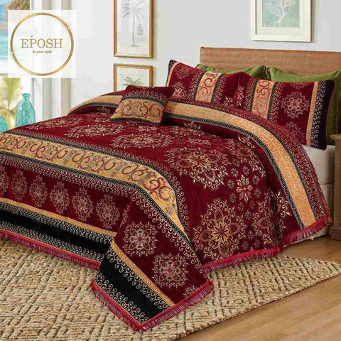 Fancy bridal Velvet Bed Sheet Set 4 Pcs - EP586