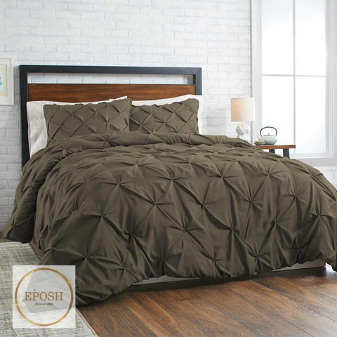 Diamond Pintucks Duvet Set - Olive Green