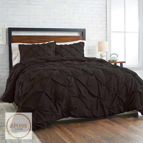 Diamond Pintucks Duvet Set - Black