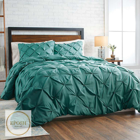 Diamond Pintucks Duvet Set - Teal