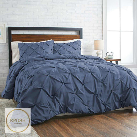Diamond Pintucks Duvet Set - Bluish Grey
