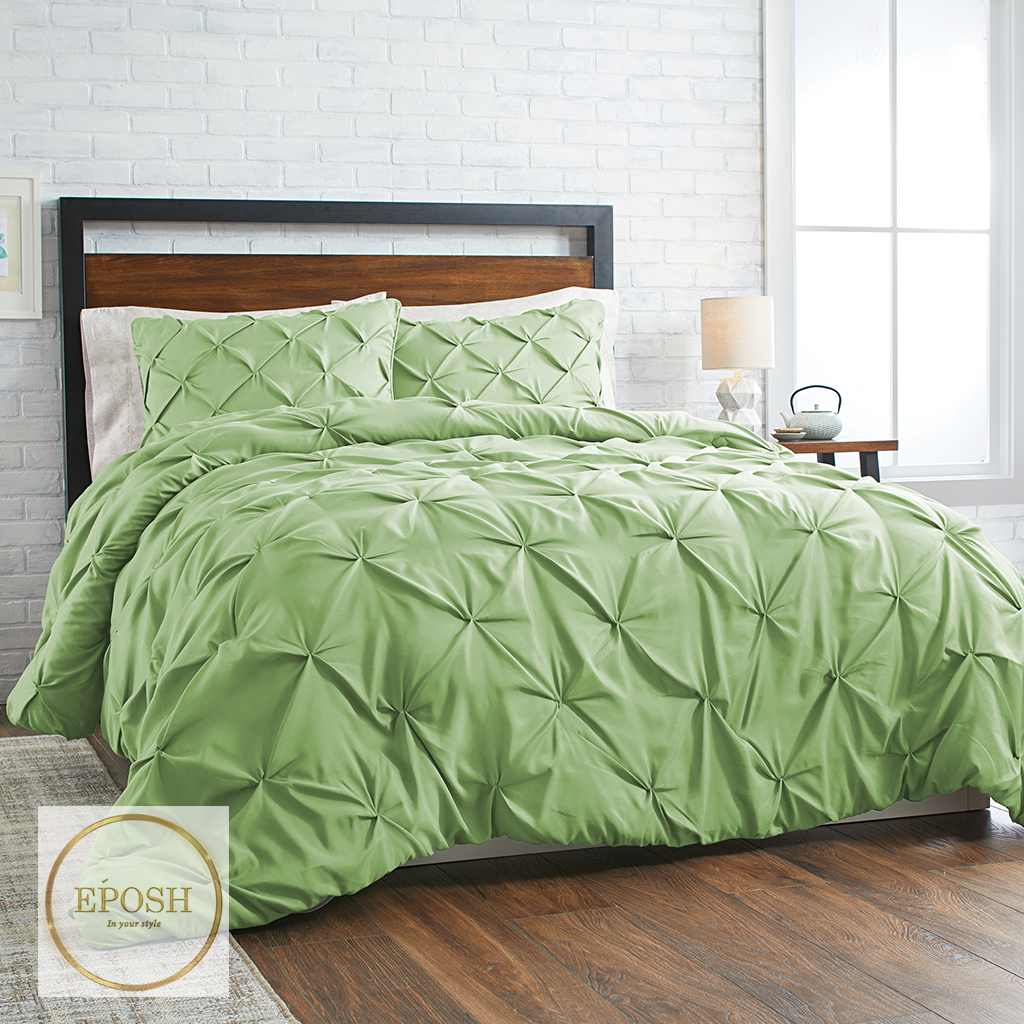 Diamond Pintucks Duvet Set - Light Green