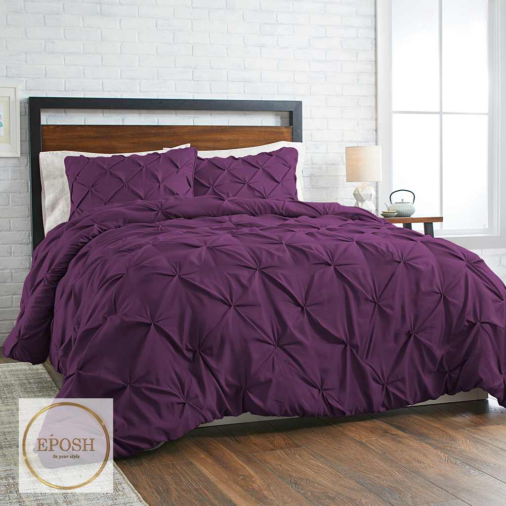 Diamond Pintucks Duvet Set - Violet Purple