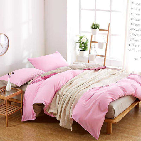Luxury Reversible Pink And Beige Duvet Set