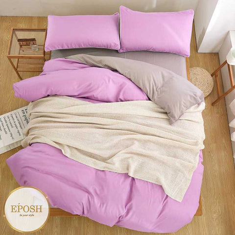 Luxury Reversible Pinkish Purple And Grey Duvet Set